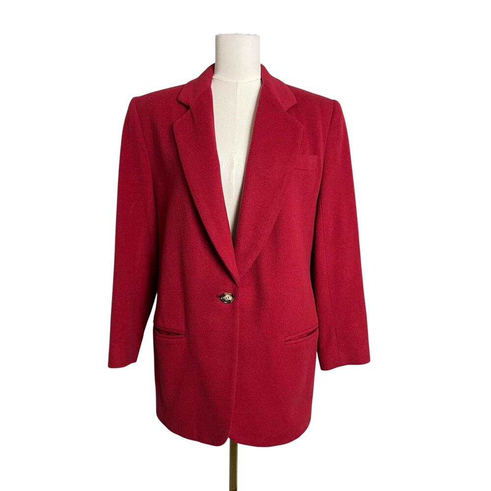 The Limited Blazer Jacket Vintage Medium Red Wool Cashmere Longline Office
